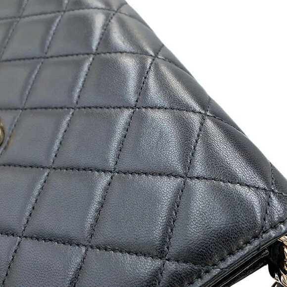 CHANEL Chain wallet with Bag Charm Lambskin/Faux Pearl /Rhinestone Black - Picture 7 of 16